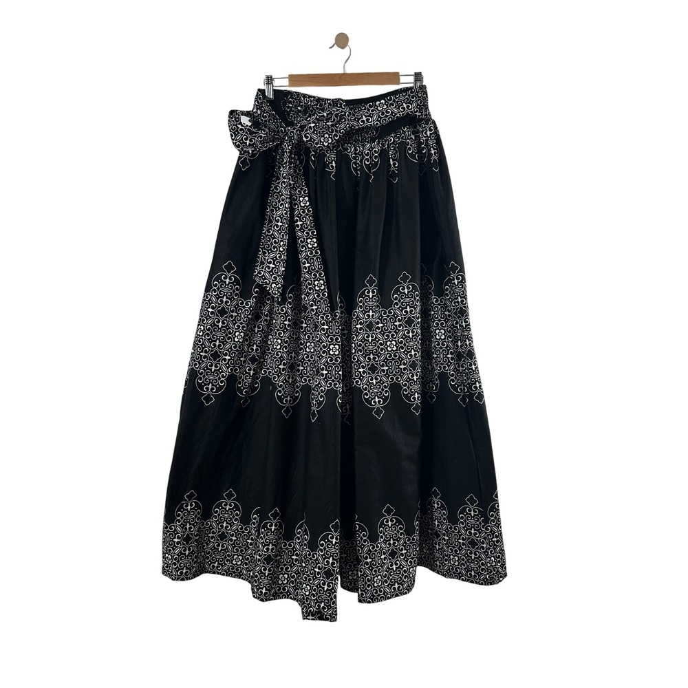 My Choice Plus Size Black‎ White Damask Print Cotton Wide Leg Palazzo Pants Boho